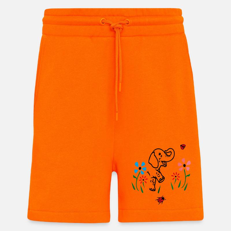 Elefant auf einer Blumenwiese - Shorts - made by SPREAD - SUNSET ORANGE