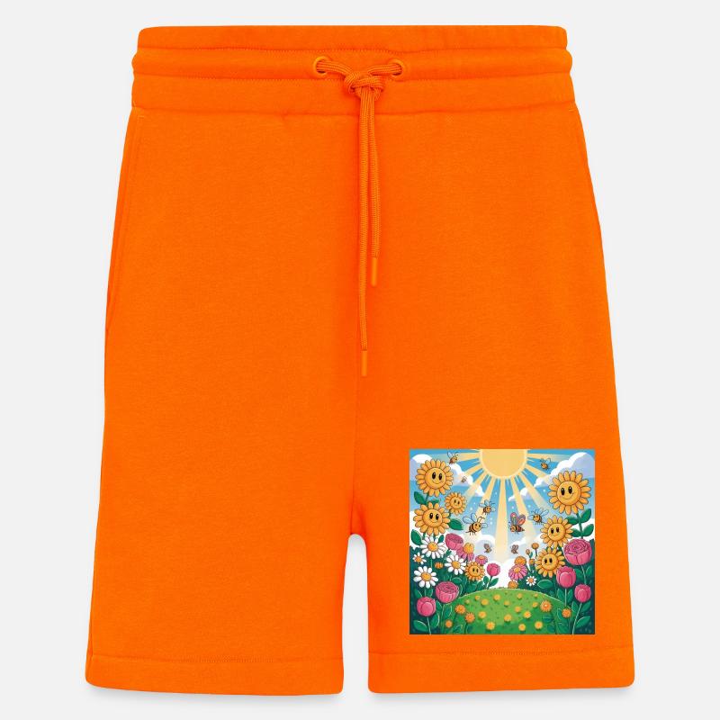 Sonnenblumengarten mit Bienen - Shorts - made by SPREAD - SUNSET ORANGE