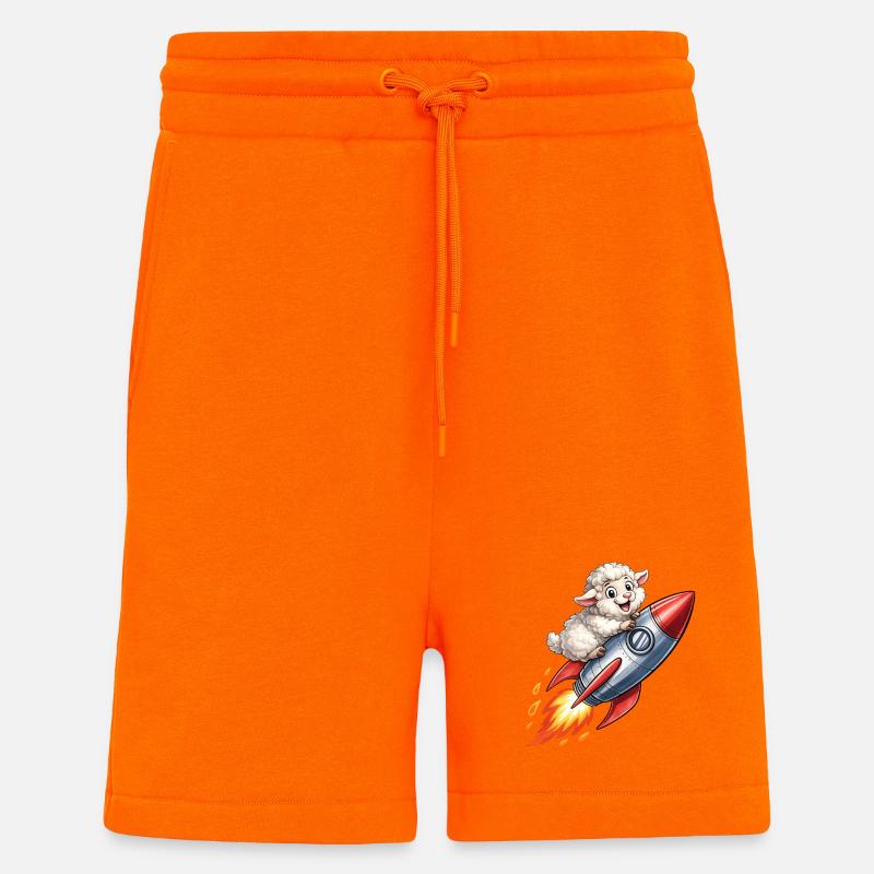 Wool sheep on rocket flight - Shorts - made by SPREAD - SUNSET ORANGE