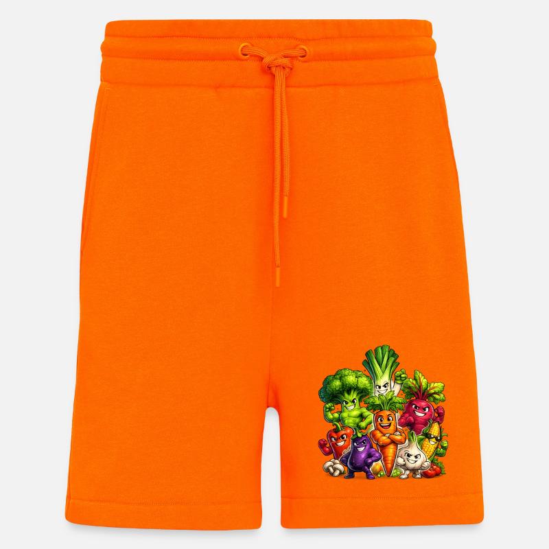 Strong vegetables in a comic look - Shorts - made by SPREAD - SUNSET ORANGE