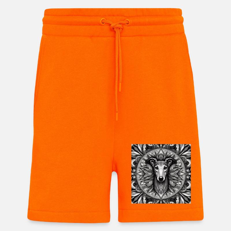 Mandala du lévrier - Short bio décontracté fabriqué en UE - SUNSET ORANGE