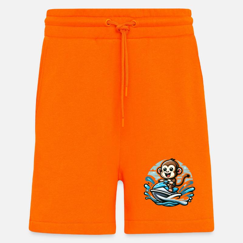 Affe auf Jetski Abenteuer - Shorts - made by SPREAD - SUNSET ORANGE