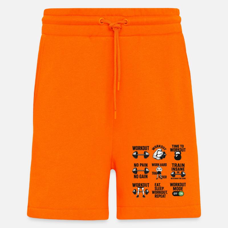 Power Gym Black Patterns Workout - Shorts - made by SPREAD - SUNSET ORANGE