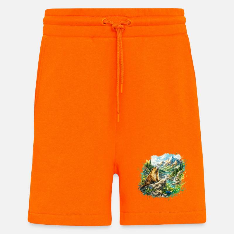 Marmot forest landscape - Shorts - made by SPREAD - SUNSET ORANGE