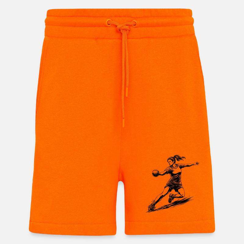 Dynamische Handballerin Illustration - Shorts - made by SPREAD - SUNSET ORANGE