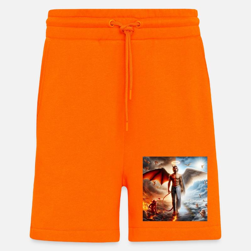 Dualité Céleste et Infernale - Short bio décontracté fabriqué en UE - SUNSET ORANGE
