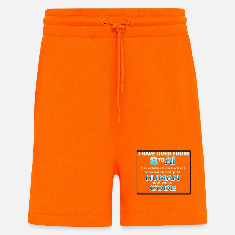 De l’humain au code - Short bio décontracté fabriqué en UE - SUNSET ORANGE