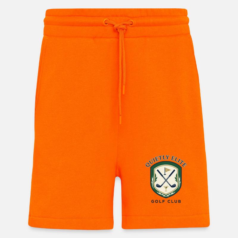 Blason du Quiet Elite Golf Club - Short bio décontracté fabriqué en UE - SUNSET ORANGE