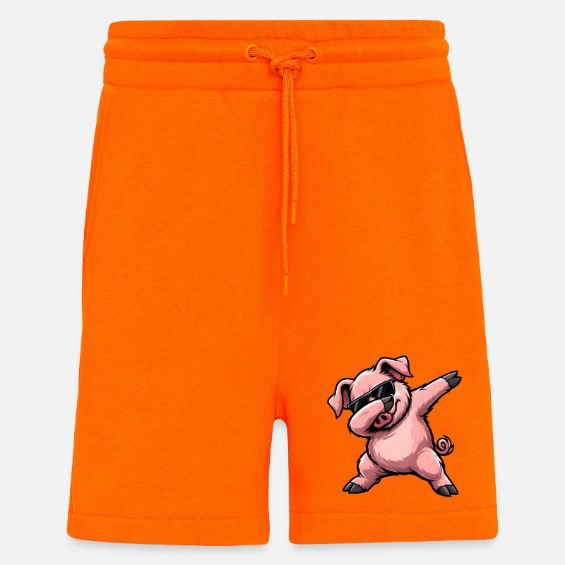 Dabbing Pig - Shorts - made by SPREAD - SUNSET ORANGE