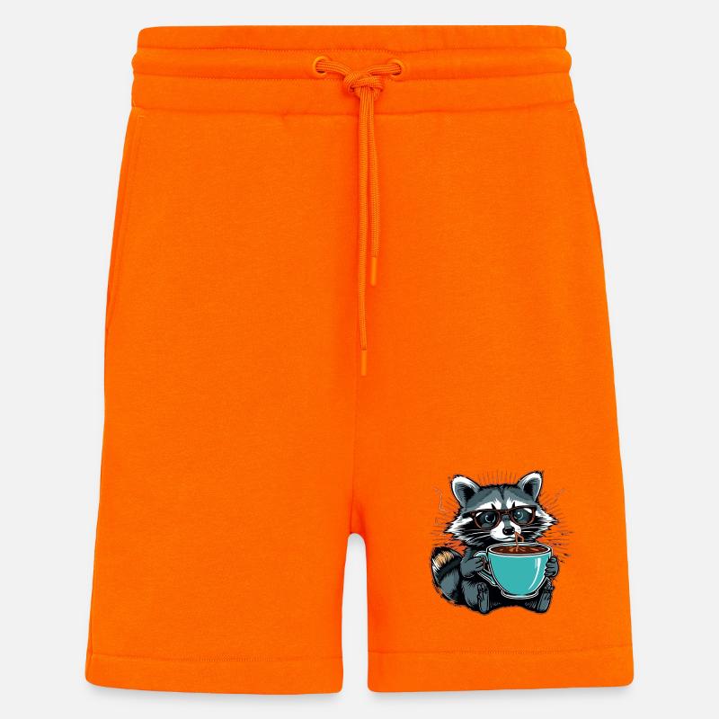 Raton laveur submergé par le café - Short bio décontracté fabriqué en UE - SUNSET ORANGE