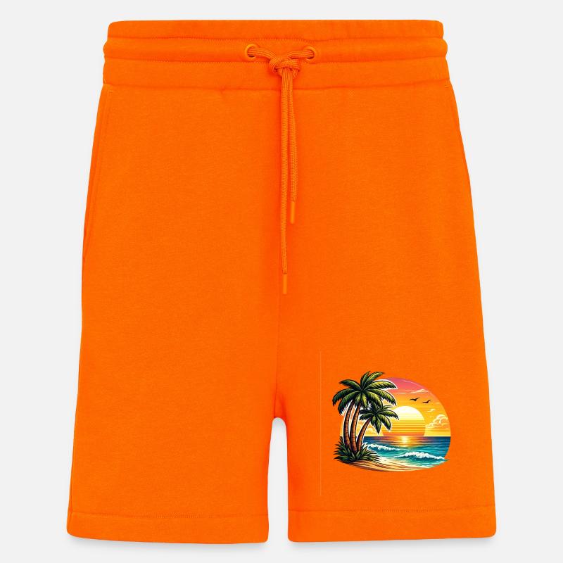 Coucher de soleil à Palm Beach - Short bio décontracté fabriqué en UE - SUNSET ORANGE