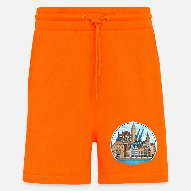 Rostocker Stadtansichtssache - Shorts - made by SPREAD - SUNSET ORANGE