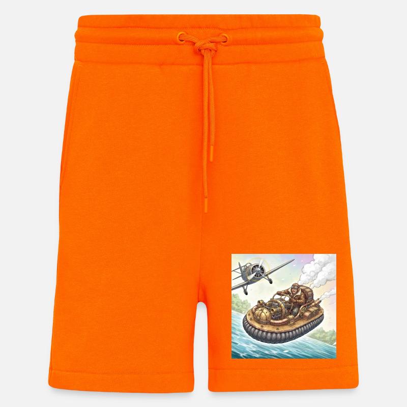 Steampunk Airboat River Chase - Shorts - made by SPREAD - SUNSET ORANGE
