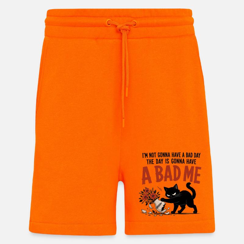Un chaos de chat méchant - Short bio décontracté fabriqué en UE - SUNSET ORANGE