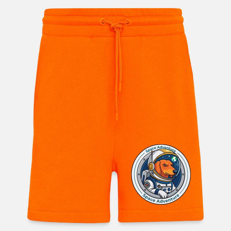 Aventure spatiale Teckel : Mission Weltall - Short bio décontracté fabriqué en UE - SUNSET ORANGE
