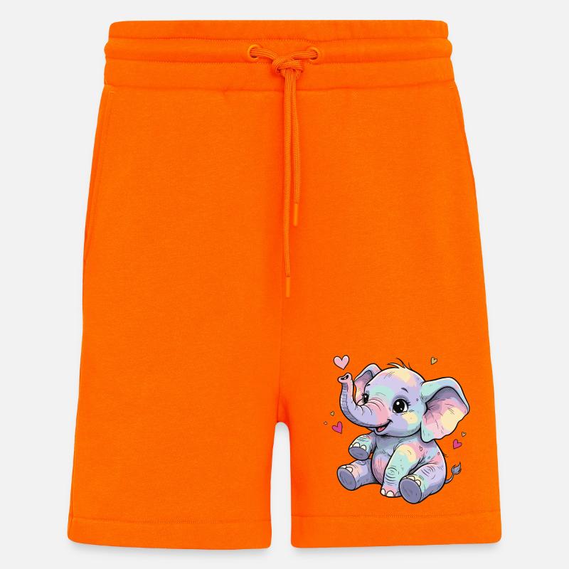 Pastel Elephant Cuddly Heart - Shorts - made by SPREAD - SUNSET ORANGE