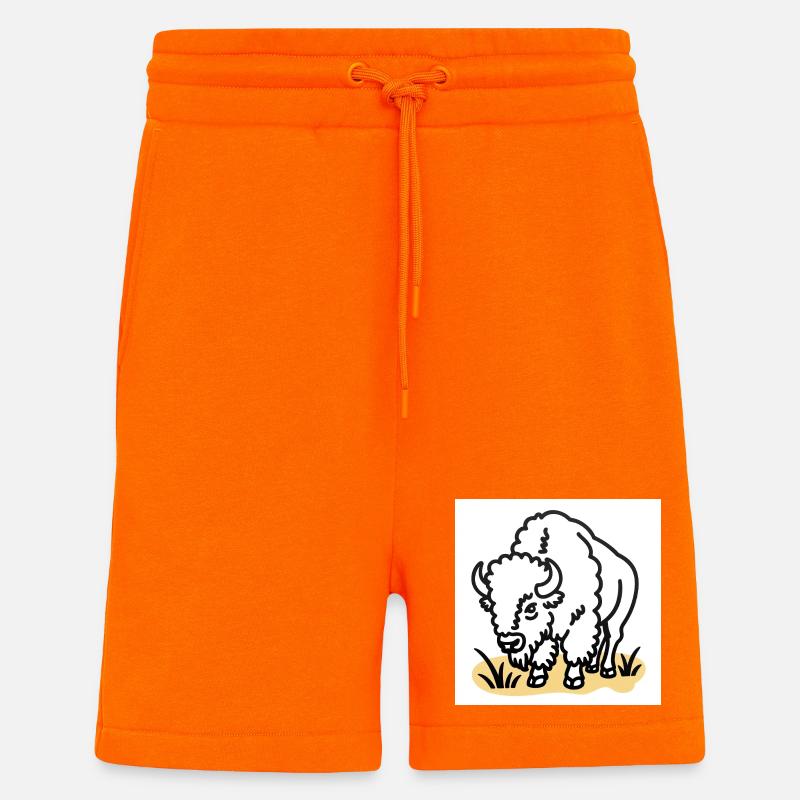 Bison on yellow grass - Shorts - made by SPREAD - SUNSET ORANGE