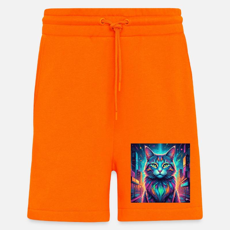 Chat néon - Short bio décontracté fabriqué en UE - SUNSET ORANGE