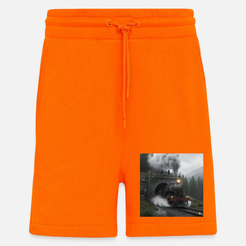 Dampfzug durch den Wald am Tunnel - Shorts - made by SPREAD - SUNSET ORANGE