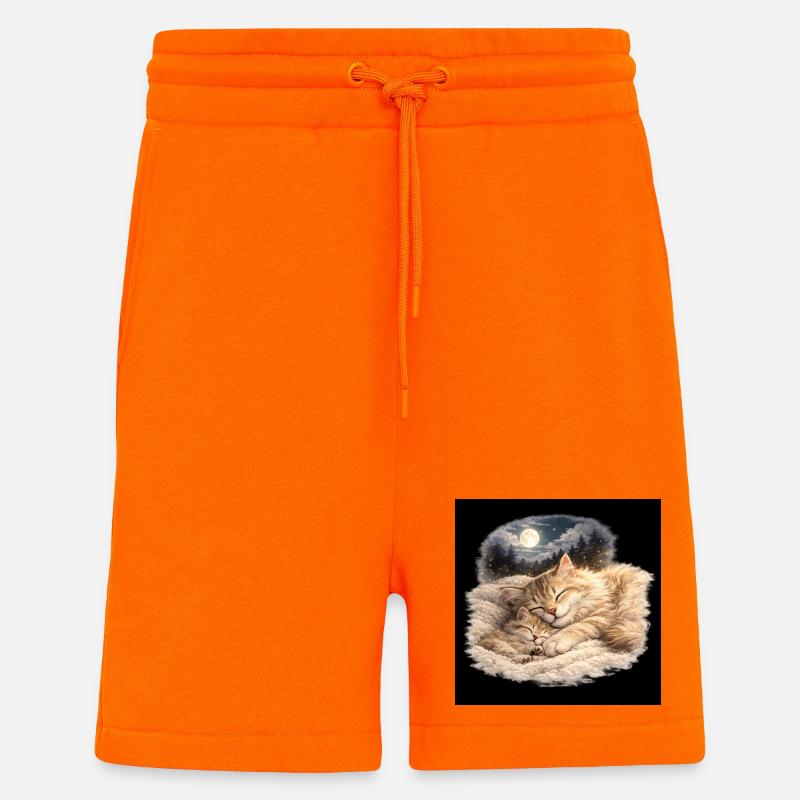 Mama-Katze schläft mit ihrem Kind - Shorts - made by SPREAD - SUNSET ORANGE