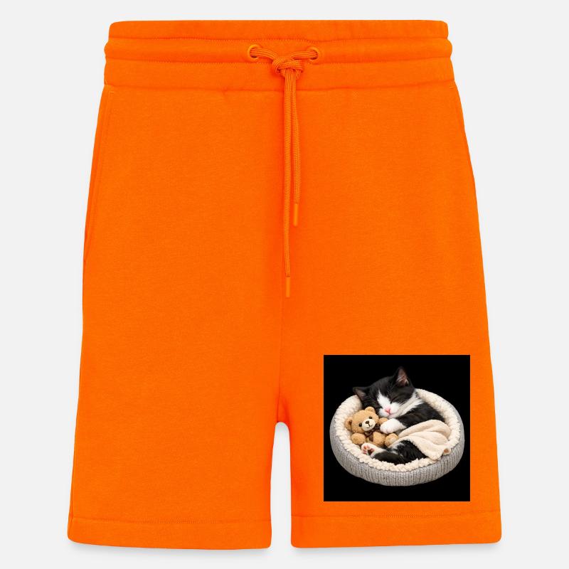 Kätzchen schläft mit ihrem Teddybären - Shorts - made by SPREAD - SUNSET ORANGE