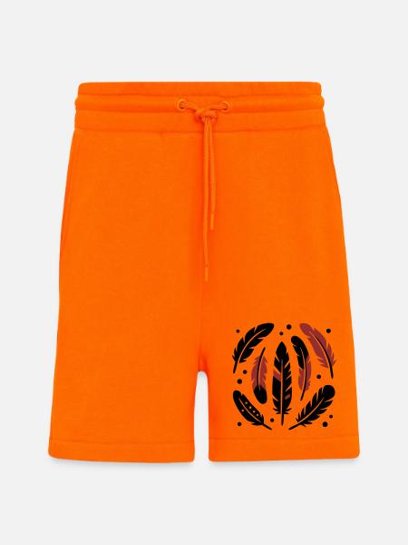 Bird Feathers Circle Logo - Shorts - made by SPREAD - SUNSET ORANGE