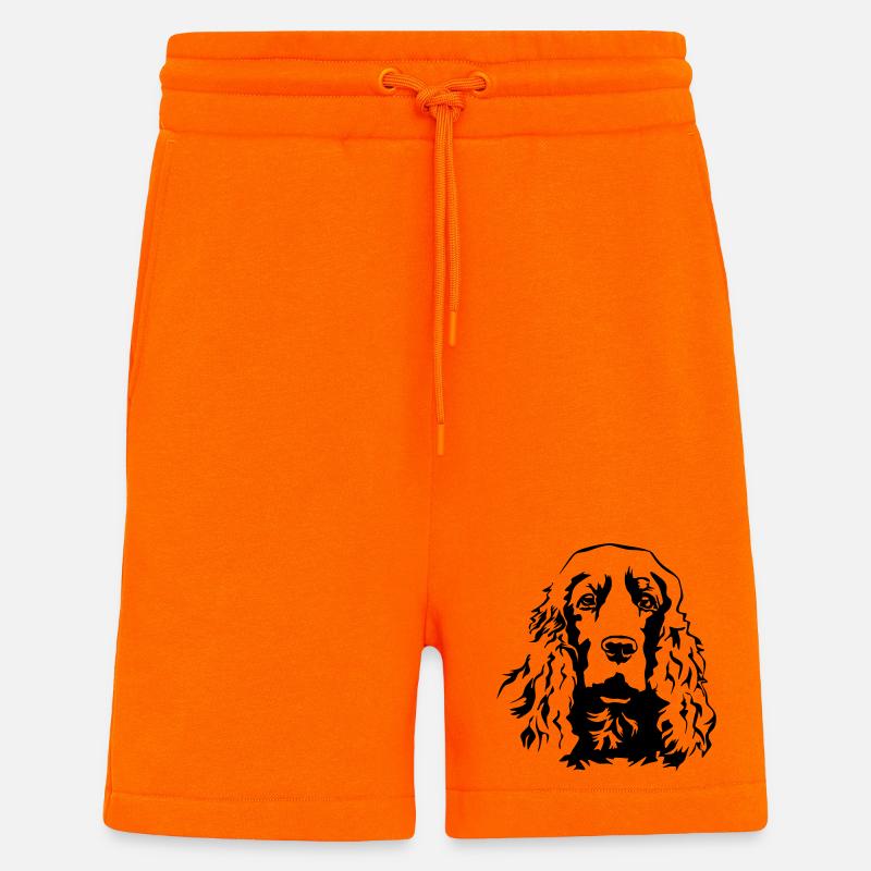 Tête de Cocker Spaniel - Short bio décontracté fabriqué en UE - SUNSET ORANGE