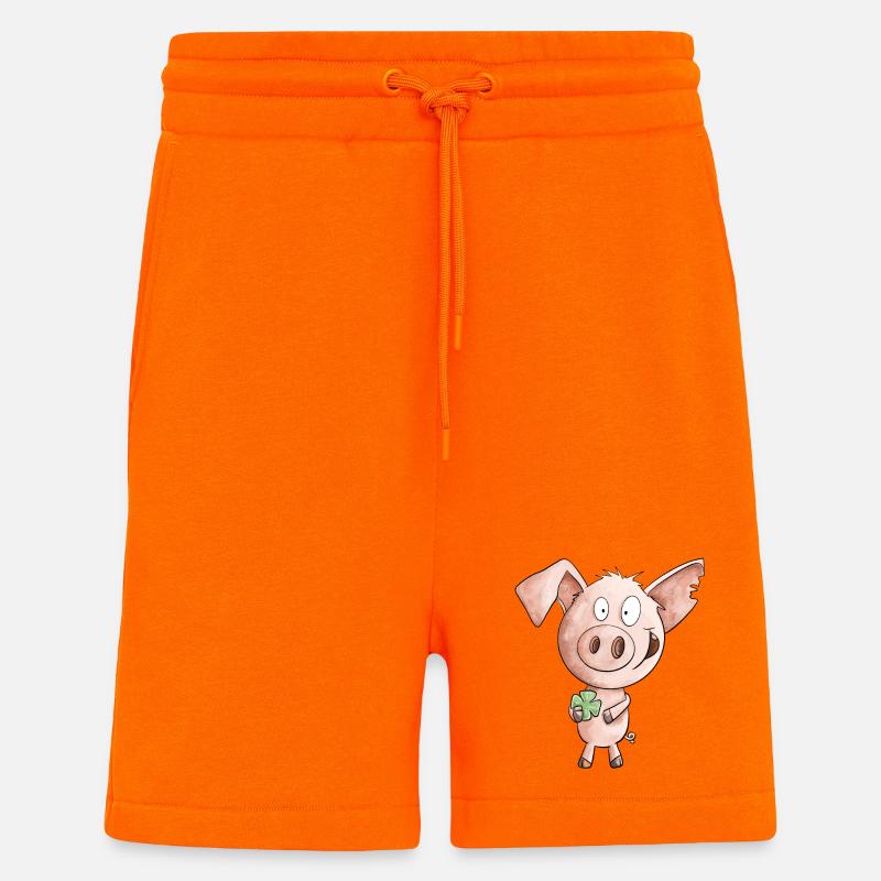 Glück Schwein Mit Kleeblatt - Shorts - made by SPREAD - SUNSET ORANGE