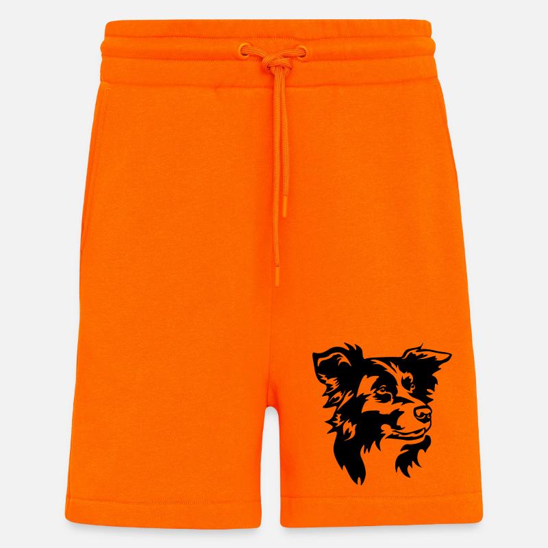 Border Collie Kopf - Shorts - made by SPREAD - SUNSET ORANGE