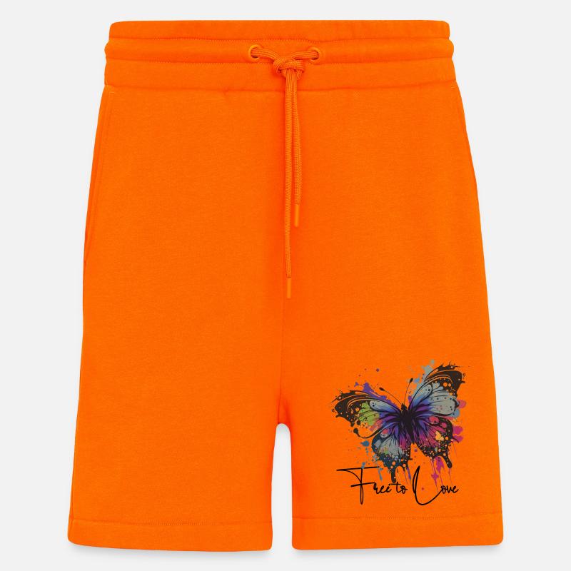 Rainbow Butterfly Splash libre d’aimer - Short bio décontracté fabriqué en UE - SUNSET ORANGE
