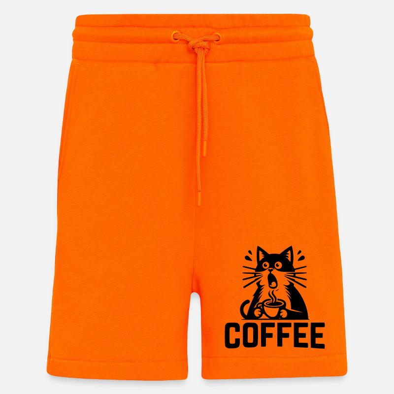Café pour chat - Short bio décontracté fabriqué en UE - SUNSET ORANGE
