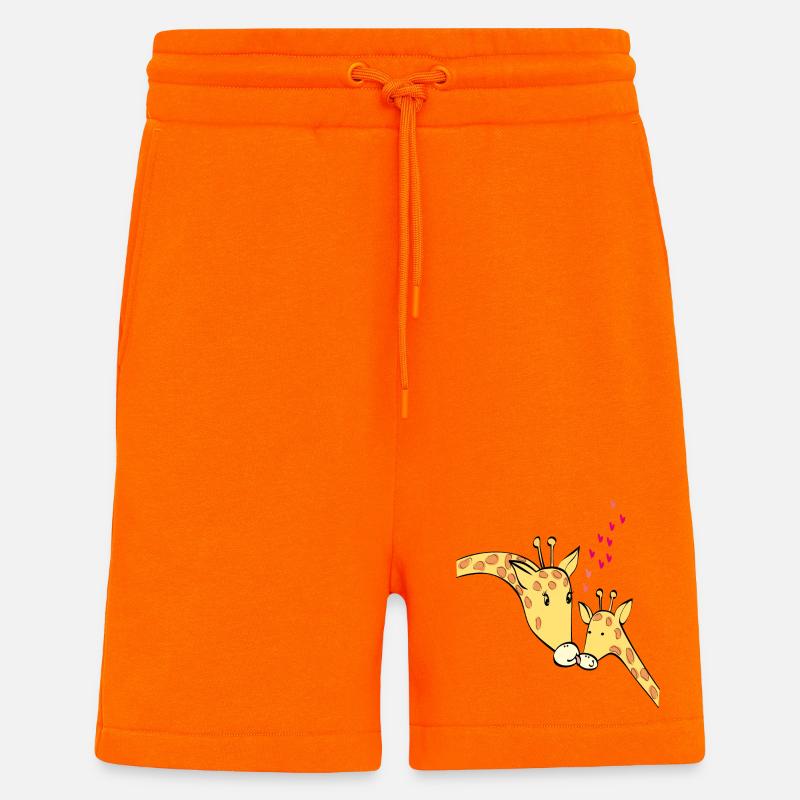 Girafes amoureuses - Short bio décontracté fabriqué en UE - SUNSET ORANGE