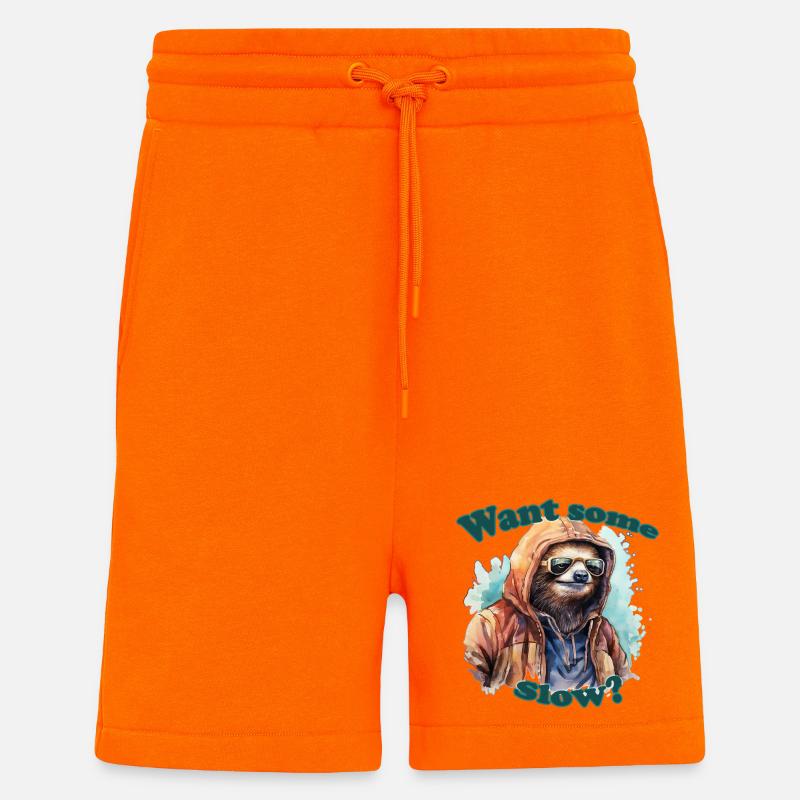 Sloth Colorful Watercolors Text - Shorts - made by SPREAD - SUNSET ORANGE