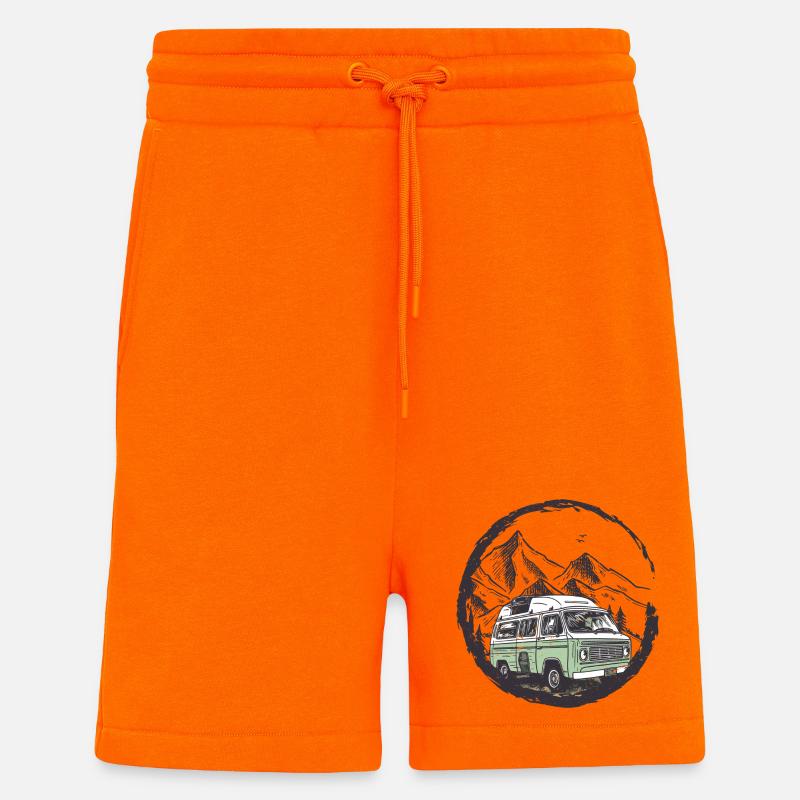 Retro Camper im Mountain Circle - Shorts - made by SPREAD - SUNSET ORANGE
