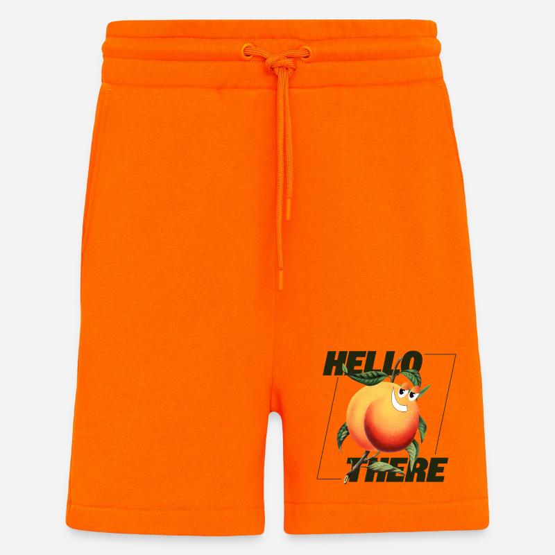 Peach Retro – Déclaration Hello There - Short bio décontracté fabriqué en UE - SUNSET ORANGE