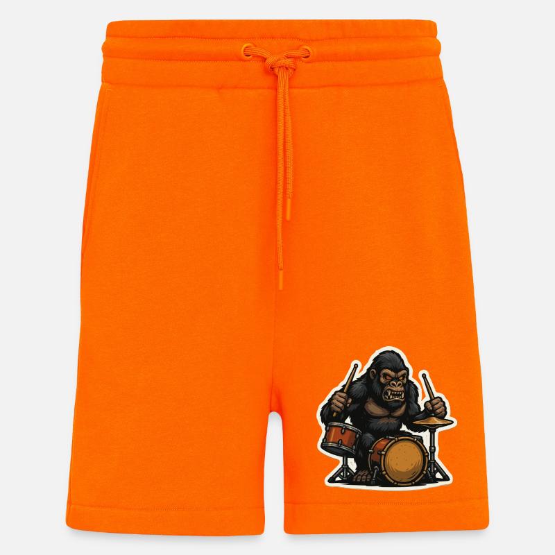 Jungle gorilla with drums - Shorts - made by SPREAD - SUNSET ORANGE