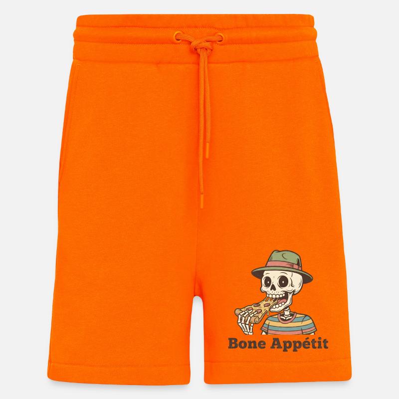 Bone Appétit Skeleton Eats Pizza - Shorts - made by SPREAD - SUNSET ORANGE