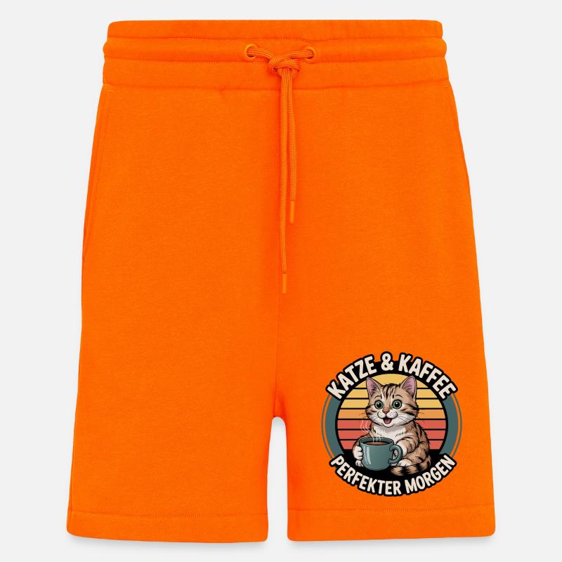 Katze & Kaffee Perfekter Morgen - Shorts - made by SPREAD - SUNSET ORANGE