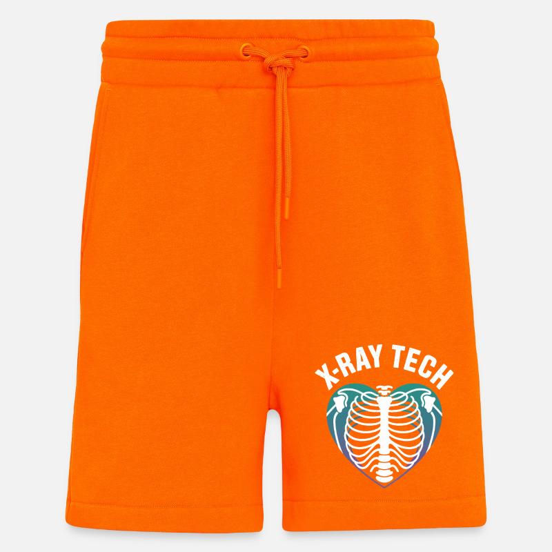 Technique en radiographie cardiaque Impression - Short bio décontracté fabriqué en UE - SUNSET ORANGE