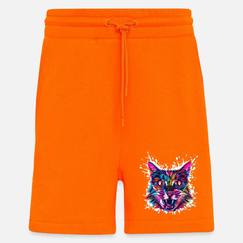 Katze Kunst Graffiti - Shorts - made by SPREAD - SUNSET ORANGE