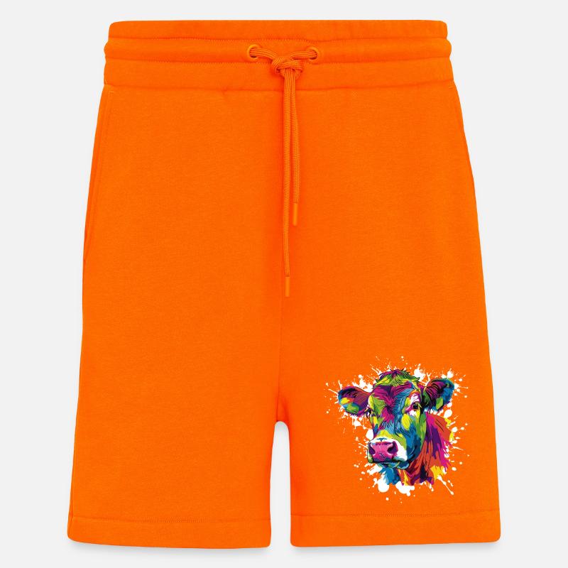 Kuh Popart Farbexplosion - Shorts - made by SPREAD - SUNSET ORANGE