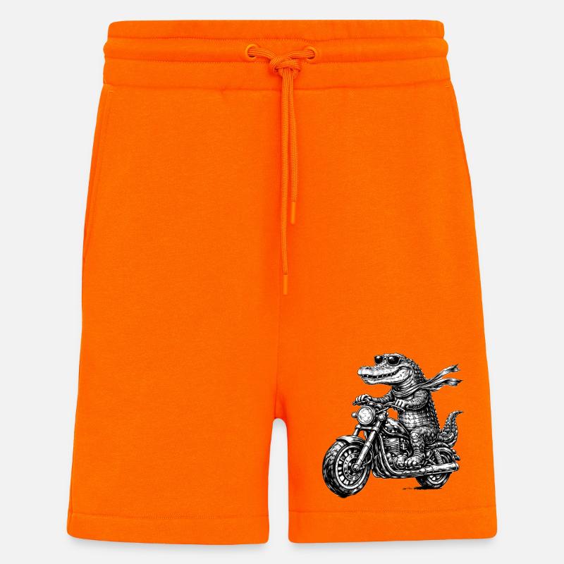 Crocodile rocker on motorcycle - Shorts - made by SPREAD - SUNSET ORANGE