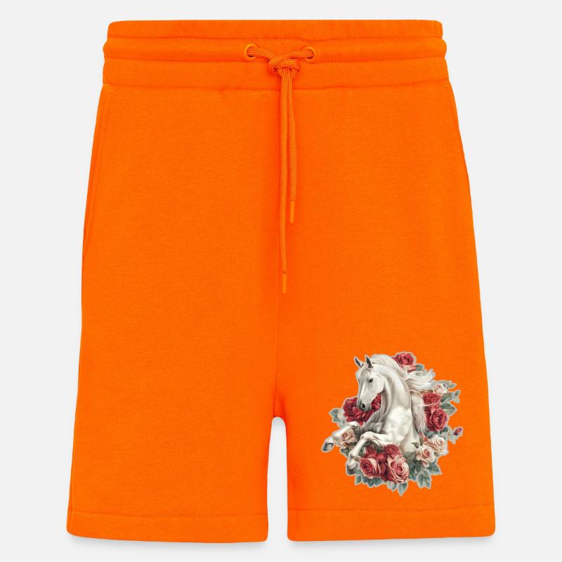 Pferd mit Rosen - Shorts - made by SPREAD - SUNSET ORANGE