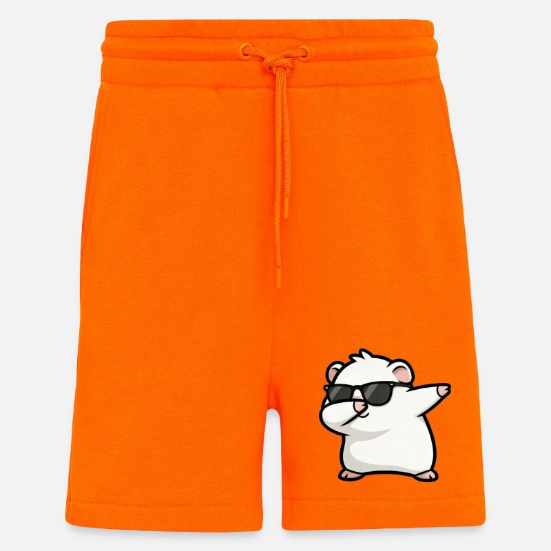 Tamponnement du blanc de cochon d’Inde - Short bio décontracté fabriqué en UE - SUNSET ORANGE