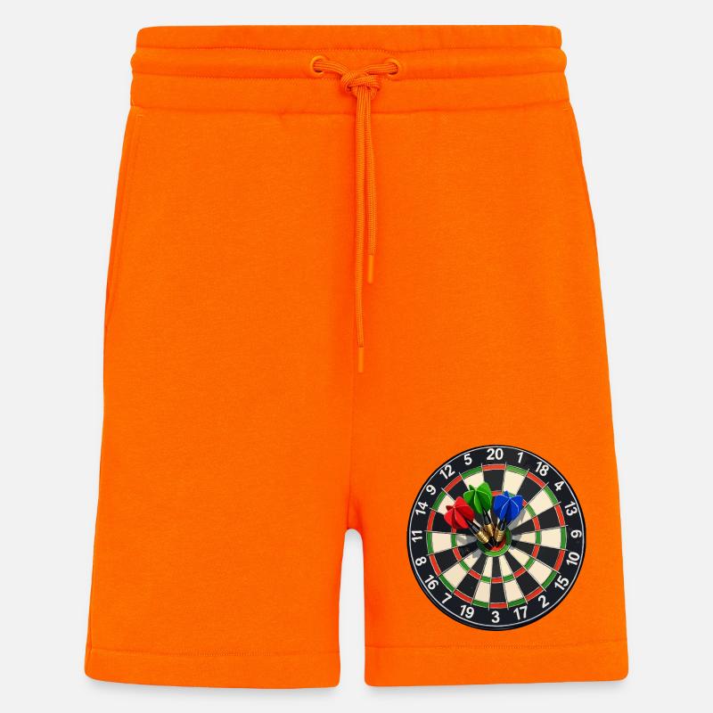 Cible de fléchettes Trois fléchettes - Short bio décontracté fabriqué en UE - SUNSET ORANGE
