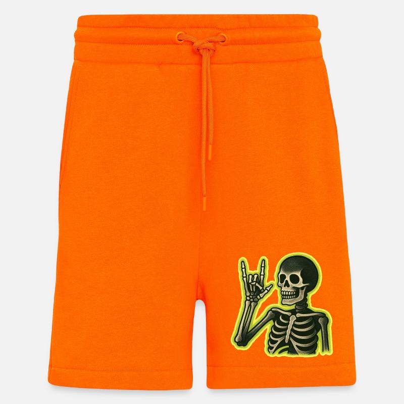 Neon Skeleton Rock Schild - Shorts - made by SPREAD - SUNSET ORANGE