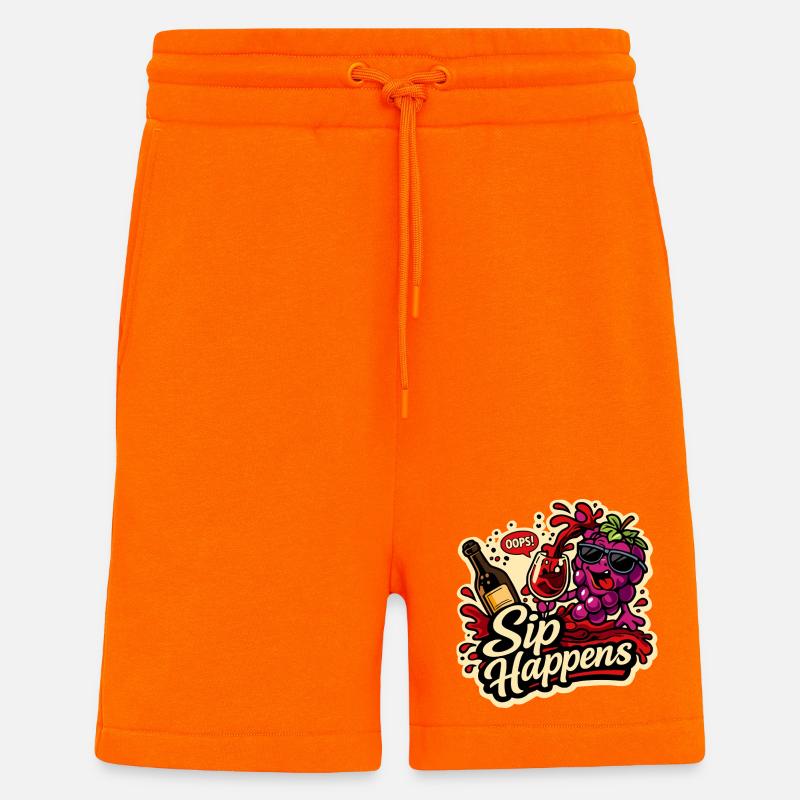 Sip Happens Grapes Comic - Short bio décontracté fabriqué en UE - SUNSET ORANGE