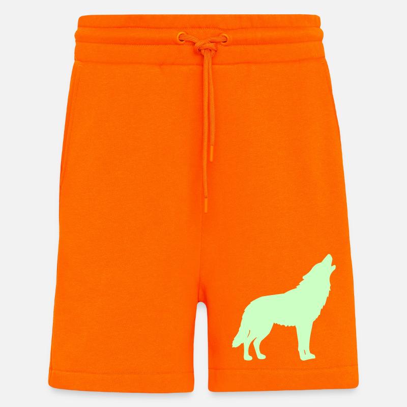 Wolf Silhouette Neon Green - Shorts - made by SPREAD - SUNSET ORANGE