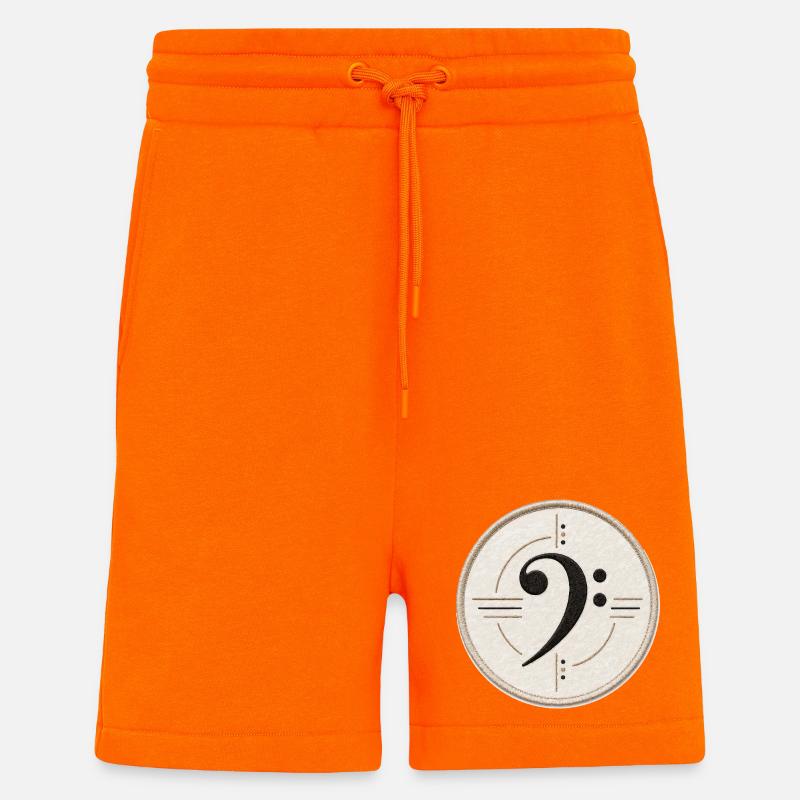 Clé de fa sur le patch - Short bio décontracté fabriqué en UE - SUNSET ORANGE