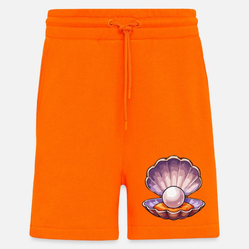 Perle irisée dans la coquille - Short bio décontracté fabriqué en UE - SUNSET ORANGE